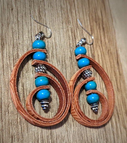 Enchanted Labyrinth Natural Leather Earrings