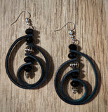 Enchanted Labyrinth Teal Leather Earrings