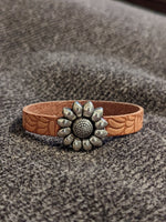 Natural Leather Sunflower Bracelet