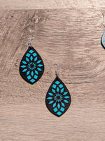 Black and Teal Agave Earrings