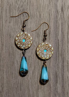 Dream Weaver Beige and Turquoise Earrings