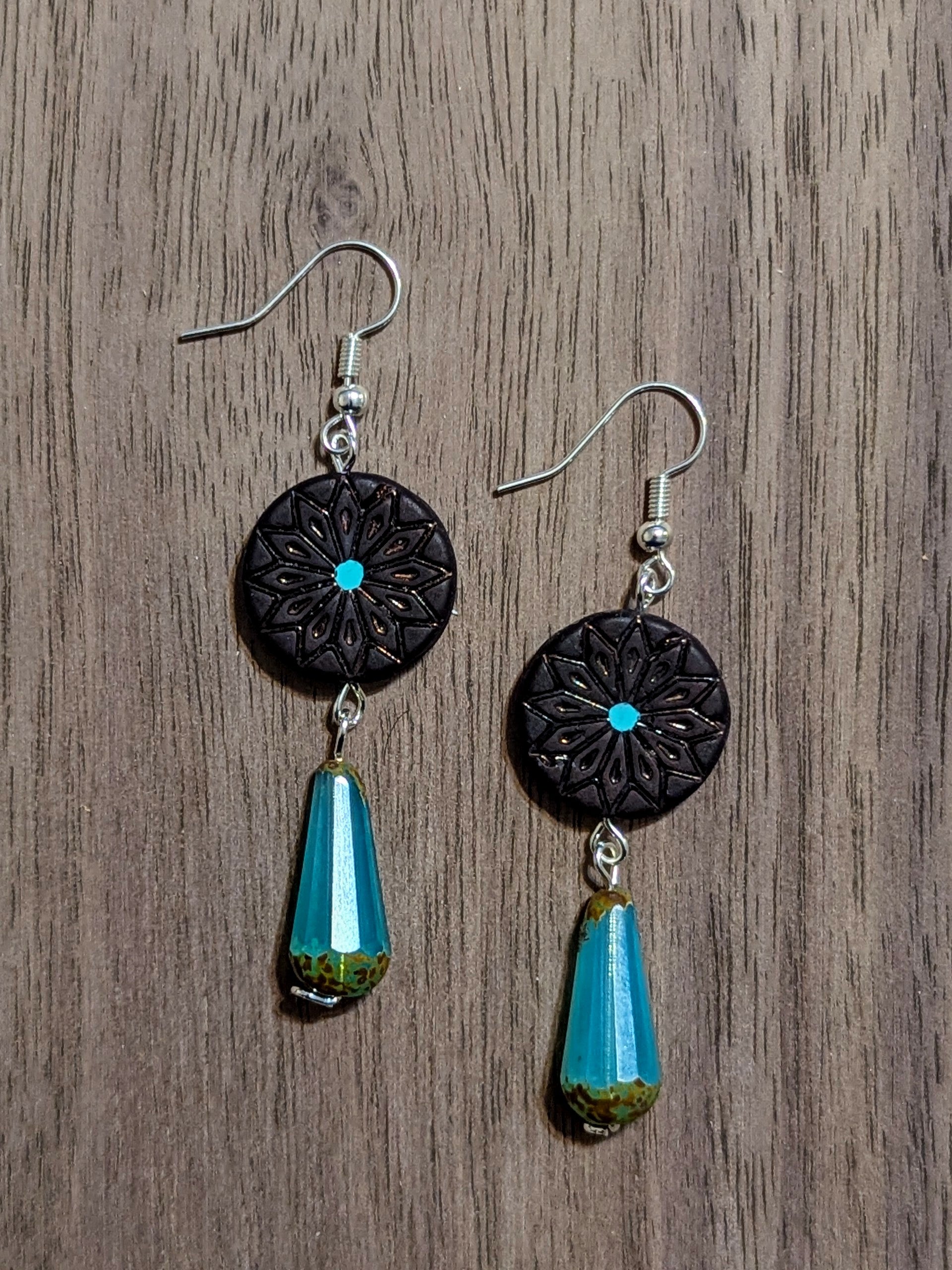 Black & Turquoise Dream Weaver Earrings – Kokopelli Design Studio