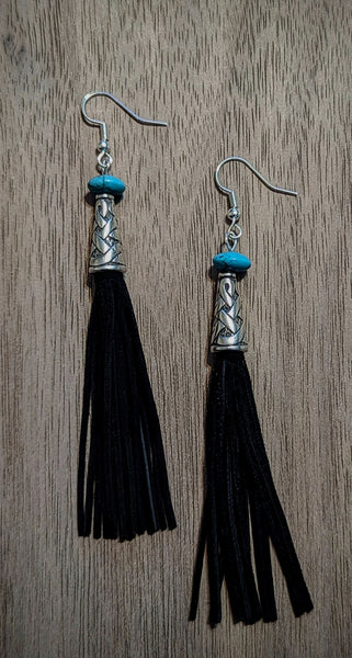 Cowgirl Black Fringe Earrings