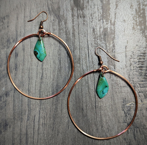 Turquoise Copper Hoops