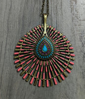 Coral Festival Sunburst Pendant