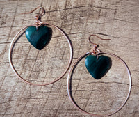 Jade Heart Rose Gold Hoops