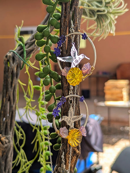 Lavender Fields Hummingbird Earrings