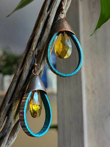 Golden Multi Color Dew Drop Earrings