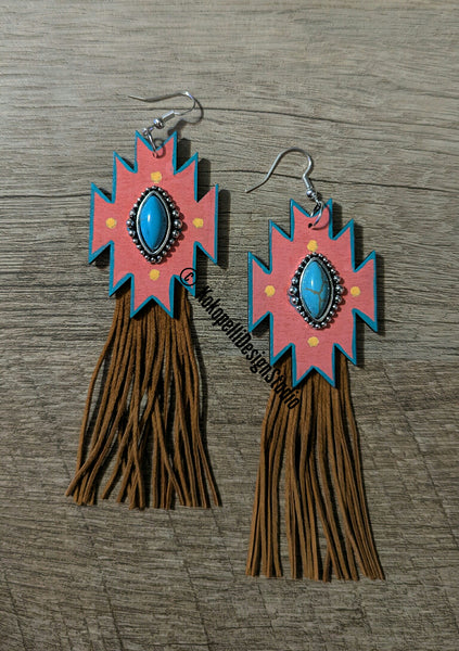 Vaquera Coral Fringe Earrings