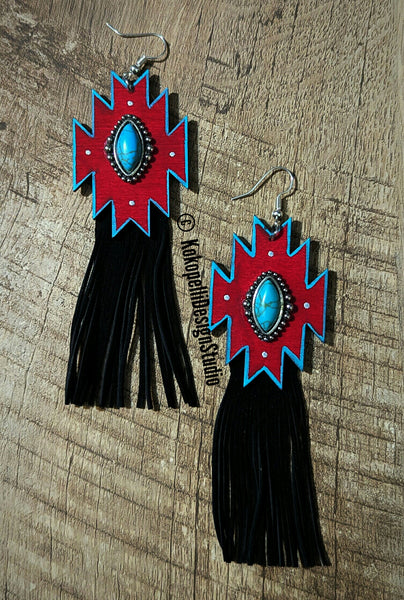 Vaquera Rojo Fringe Earrings