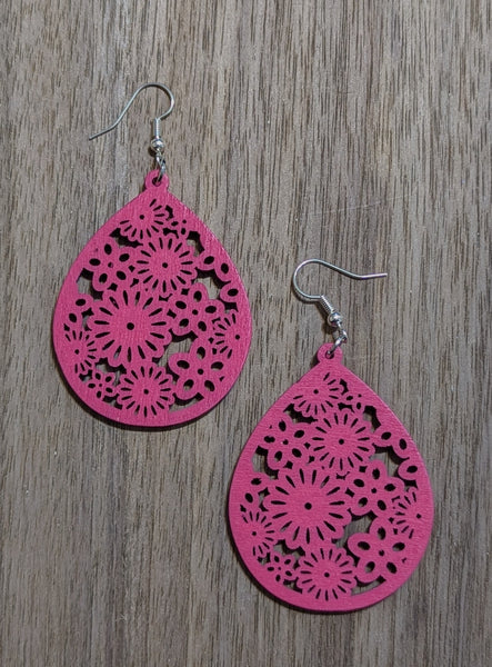 Papel Picado Hot Pink Teardrop Earrings