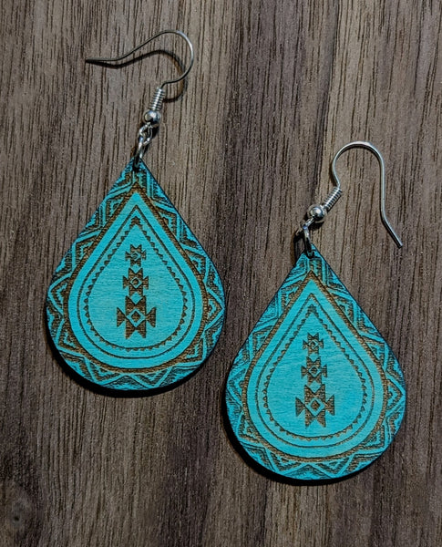 Rustic Wood Teardrop Earrings
