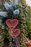 Papel Picado Coral Heart Earrings
